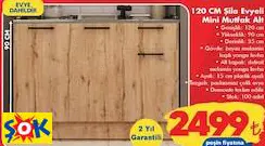 120 CM ŞİLA EVYELİ MİNİ MUTFAK DOLABI ALT